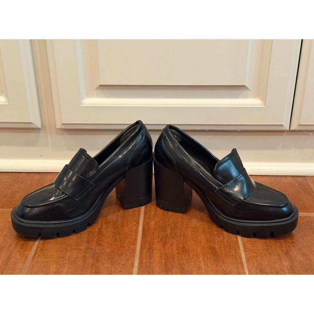Madden Girl Women's Black Platform Loafer Heels Round Toe Size 7 - Picture 4 of 7